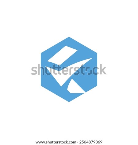 Letter F checkmark logo design in hexagon shape