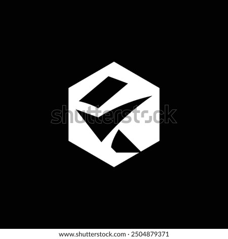 Letter F checkmark logo design in hexagon shape