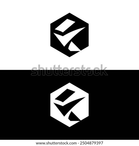 Letter F checkmark logo design in hexagon shape