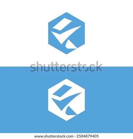 Letter F checkmark logo design in hexagon shape