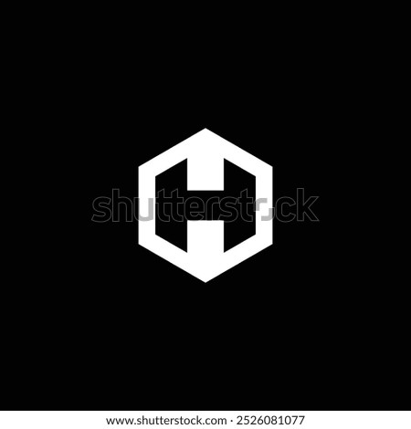 Black and White Hexagon Letter H Logo