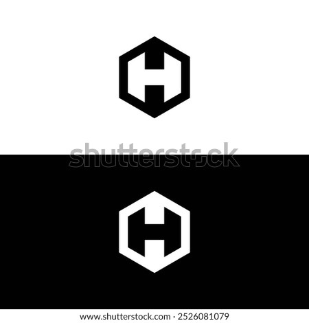 Black and White Hexagon Letter H Logo