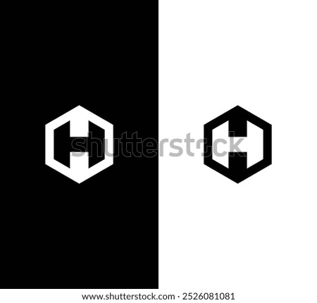 Black and White Hexagon Letter H Logo