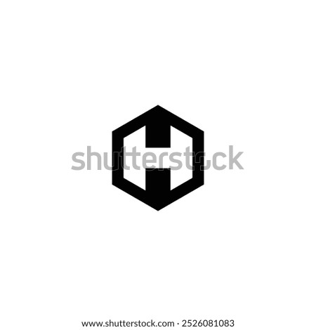 Black and White Hexagon Letter H Logo