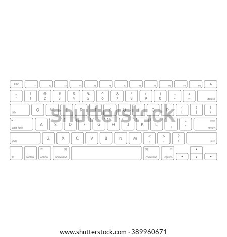 White computer keyboard button layout template with letters for graphic use, vector illustration eps 10