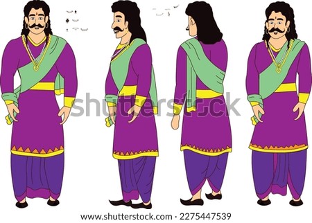 This is 2d cartoon character. King cartoon character for  story. You can make 2d cartoon story with this four angle cartoon characters. This character is suitable for adobe animate cc.