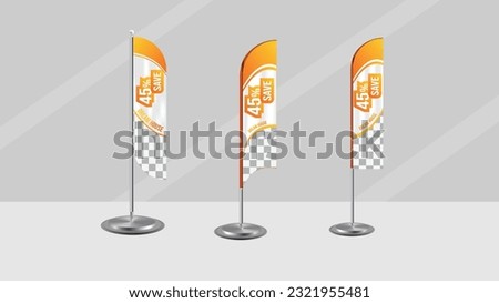 Vector and editable Feather Flag design of 3 categories with vector mockup . Real estate house sale flag .
