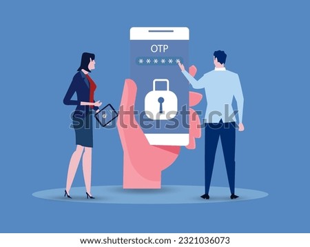 OTP authentication and Secure Verification, Never share OTP and Bank Details concept. vector illustration.