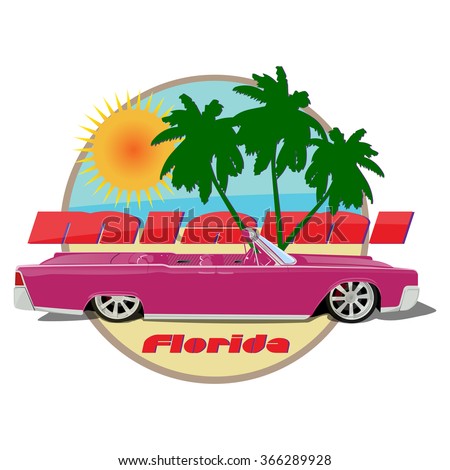 Miami florida car cadillac cabriolet  pink