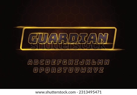 Vector of guardian space alphabet typography in gold effect - Vector