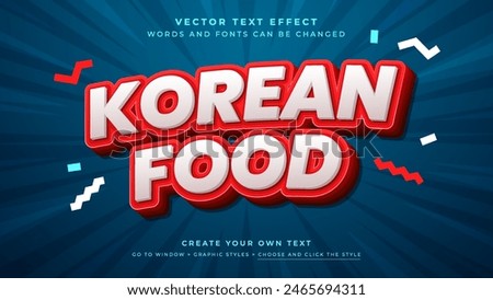 Korean Food Bold 3D Text Effect Vector Illustration, Graphic Styles