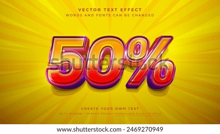 Vibrant 50 Percent Discount Text Effect Banner, Editable Graphic Style