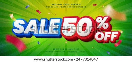 Sale 50 percent off text effect, Vector graphic style