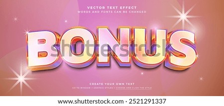 3D holographic bonus text effect on abstract background, jackpot bonus vector graphic style