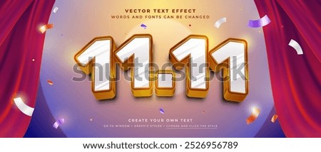 11.11 November sale text effect on abstract background, vector discount promotion graphic style