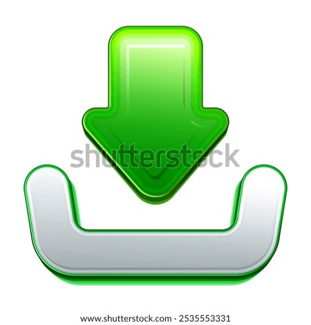 green arrow down, vector download icon