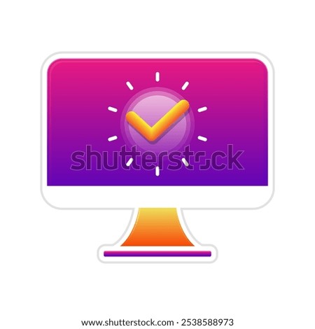 Isolated computer screen with checkmark 