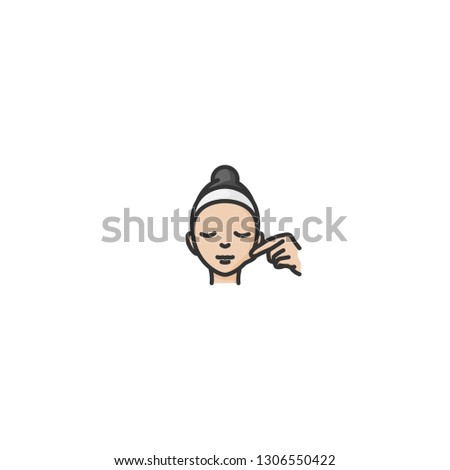 tight facial skin girl with headbands color line icon