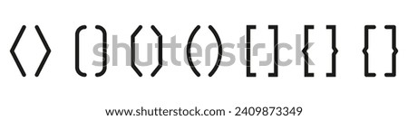 Set of bracket vector collection. Quote symbol. Brackets icon isolated. Elements for typography. Signs on transparent background. Vector illustration.