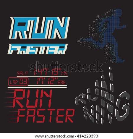 Running sport set, Athletic T-shirt fashion design, Sport Typography.