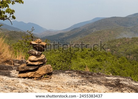 Similar – Image, Stock Photo Viewpoint with stone piles, Vrsic pass and Triglav Mountains