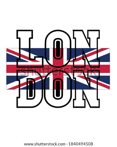 
graphic work of england flag with london writing