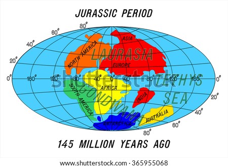 Position Continents Jurassic Period Stock Vector Illustration 365955068 ...