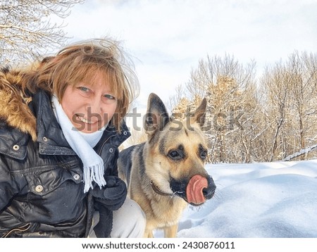 Image, Stock Photo White shepherd dog taking a bath