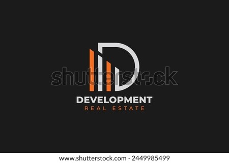 D latter real estate logo and vector