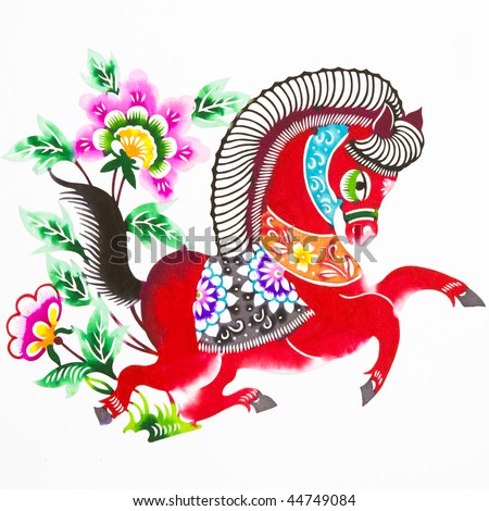 horse,This is a picture of the Chinese paper cutting. Paper-cutting is one of the traditional Chinese arts and crafts.