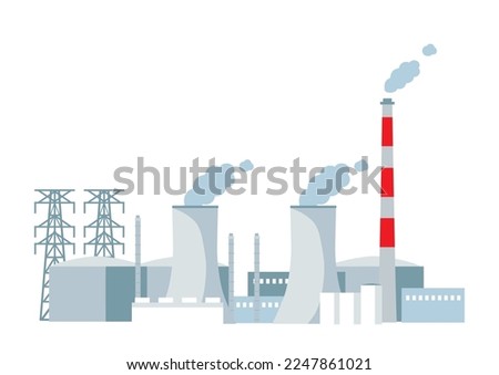 Vector illustration of  coal-fired power plant.