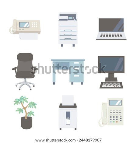 Vector illustration of office supplies icon set.