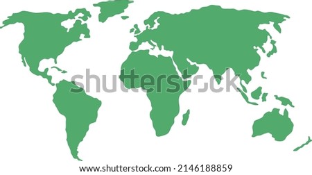 Simplified world map (centered on Europe, African Continent)