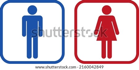 Men's and women's toilet sign (blue and red)