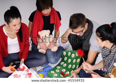 four teens creating gifts