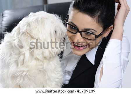 funny dog and woman