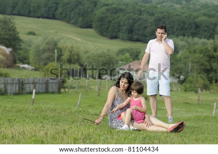 busy father and family relaxing