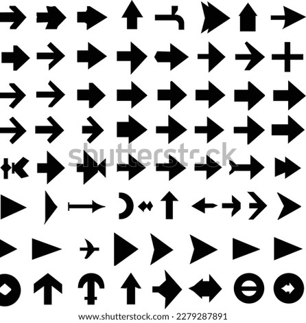 Black arrows. Bold flat icons. Illustration isolated on white background. Set of infographic vector arrows.