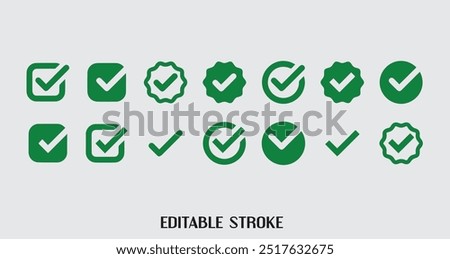 Checkmark icon. Checked check box sign. Approved symbol. Checkmark vector set. Isolated v check mark icon.