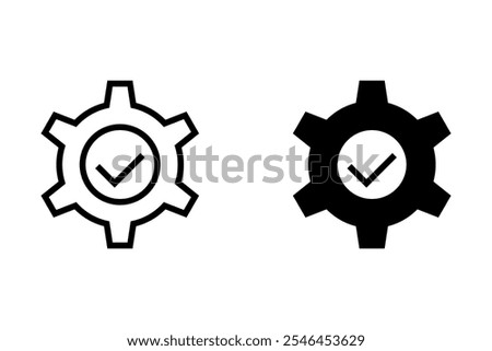 Cog Approved icon,setting check,gear check. white of background