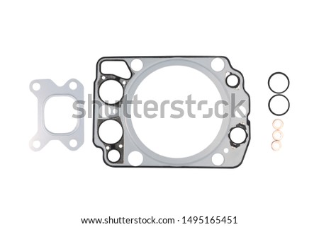 Set of car gaskets with rubber rings isolated on white background. Top view Zdjęcia stock © 