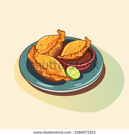 Vector illustration of Empanadas or fried pie. It is typical for Latino American food ( colombian food, portuguese food, spanish food). For menus
