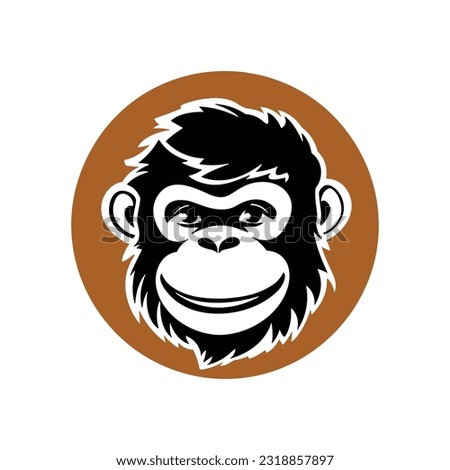 Monkey face logo, vector, happy monkey face, silhouette, isolated background