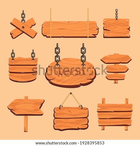 Wood board vector. Illustration of Wooden banners, Signposts, Signboards and wood plank. Different textured billboard banners for messages.