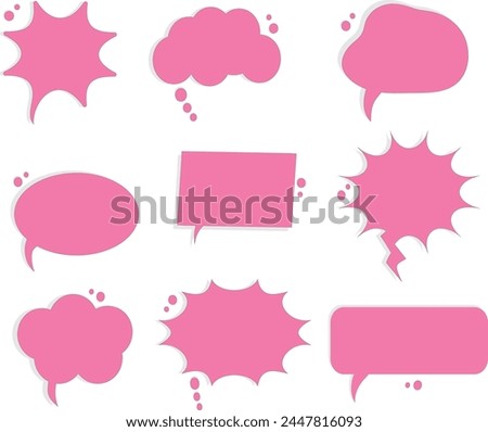 A collection of pink speech bubbles typically represents communication or dialogue in various forms of media, such as comics, cartoons, or messaging applications. 