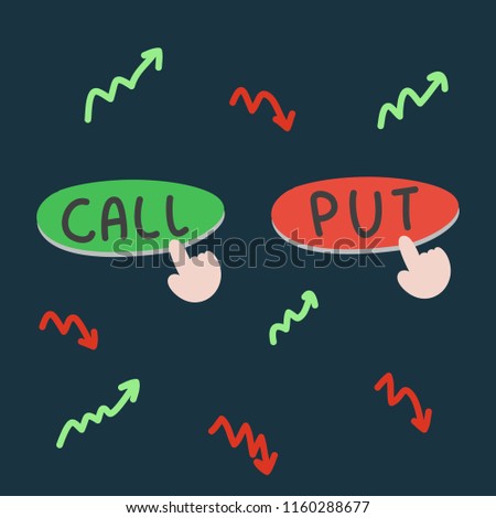 PUT and CALL Button with arrow sign for Binary Option