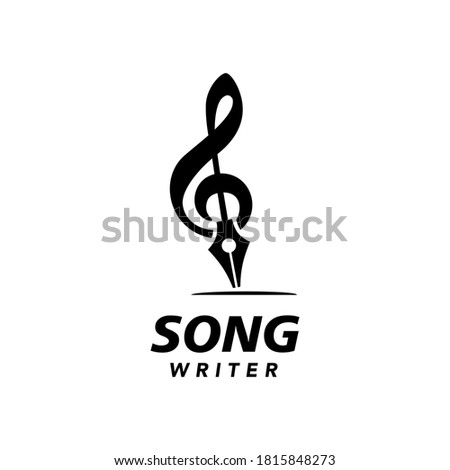 Song Writer Logo Symbol Treble Clef and Nib Pen Simple Symbol 