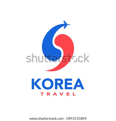 Korea Travel Logo Korean Symbol and Plane Logo