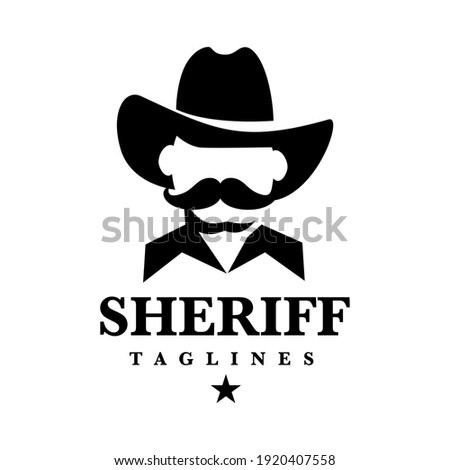Sheriff Logo Man with Cowboy Hat and Mustache Symbol