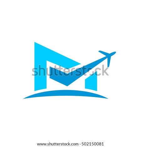 M initial logo - airplane logo